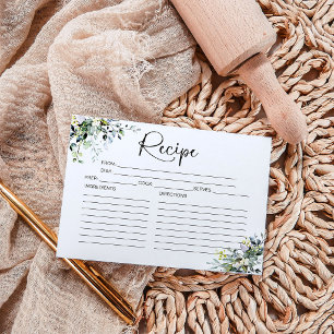 Carte de recette de douche de mariée de verdure