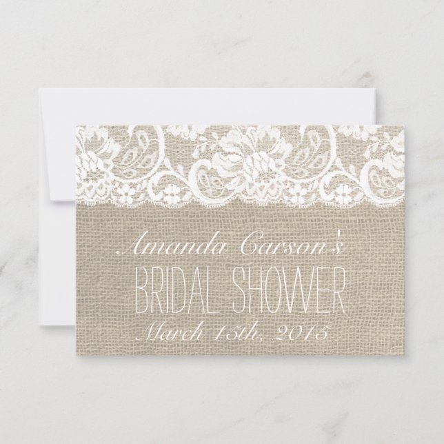 Carte de recette de douche de mariée en dentelle b (Devant)