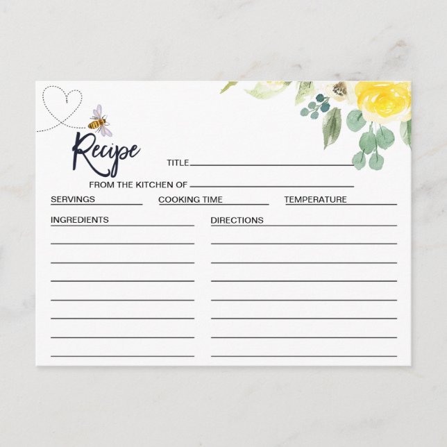 Carte de recette de douche de mariée florale Meant (Devant)