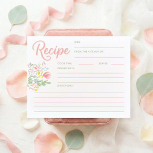 Carte de recette de douche de mariée florale paste