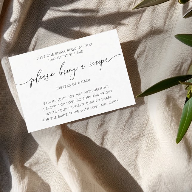 Carte de recette de douche de mariée moderne noir  (Créateur téléchargé)