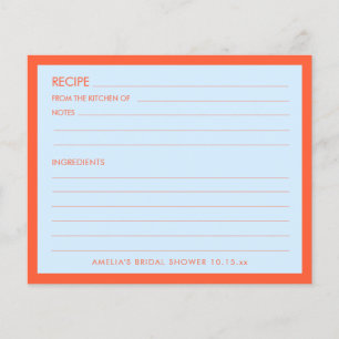 Carte de recette de douche de mariée personnalisée