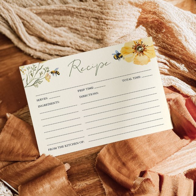 Carte de recette de douche nuptiale abeille fleur  (Créateur téléchargé)