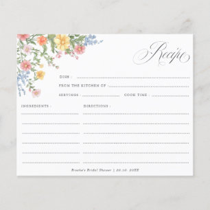 Carte de recette de douche nuptiale au pastel doux
