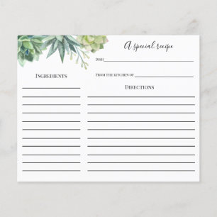 Carte de recette de douche nuptiale succulente