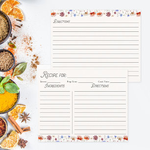 Carte de recette de famille de fleurs sauvages col