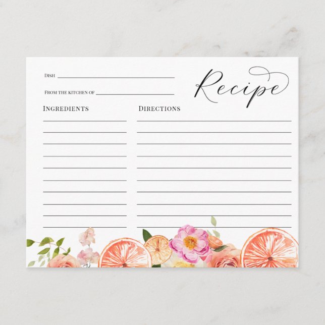Carte de recette de Fête de Mariage Fleurs Roses C (Devant)