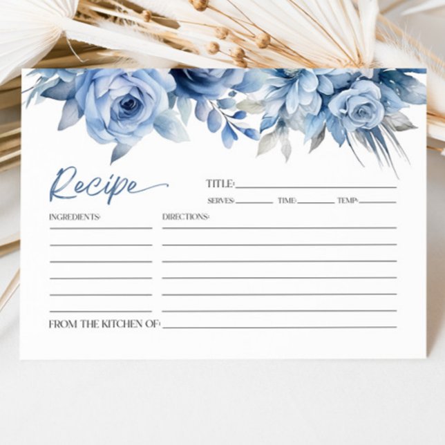 Carte de recette de Fête des mariées à fleurs bleu (Créateur téléchargé)