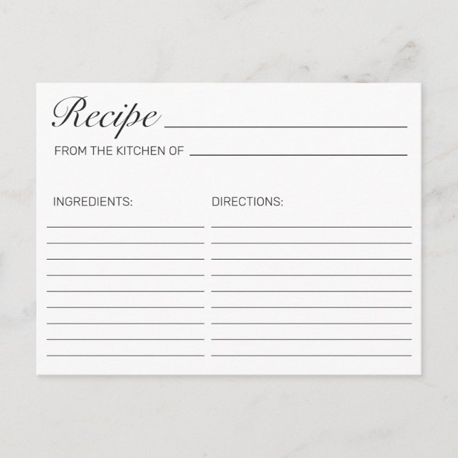 Carte de recette de Fête des mariées blanche minim (Devant)