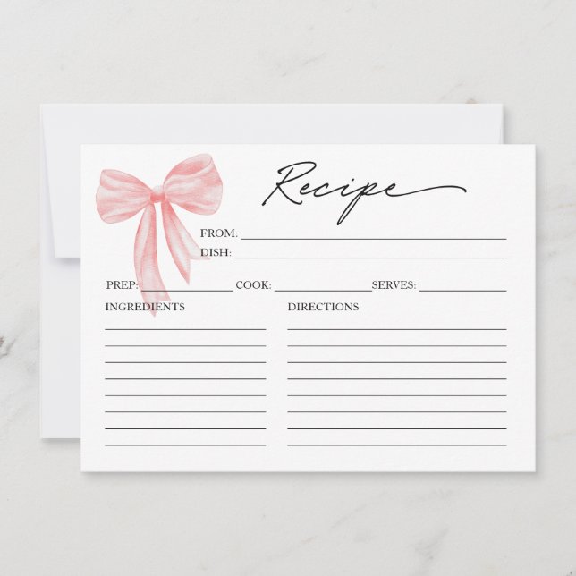 Carte de recette de Fête des mariées Bow rose (Devant)