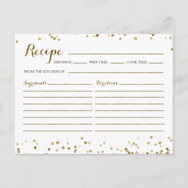 Carte de recette de Fête des mariées Confetti Part (Devant)