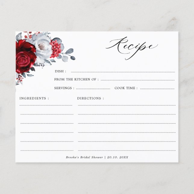 Carte de recette de Fête des mariées d'argent roug (Devant)