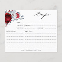 Carte de recette de Fête des mariées d'argent roug