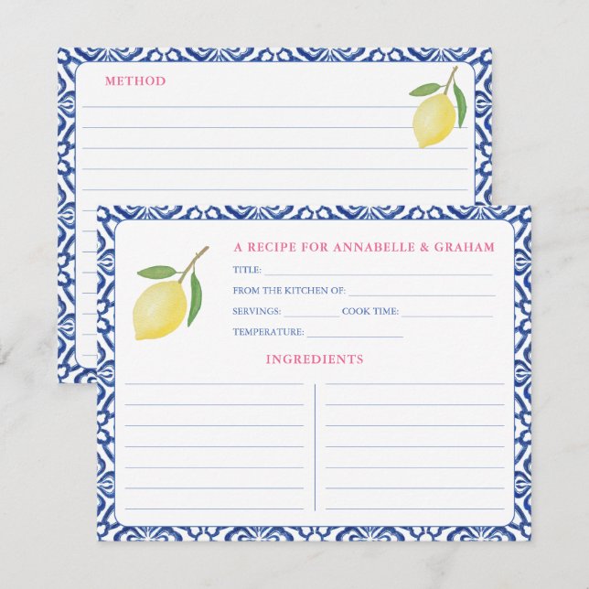 Carte de recette de Fête des mariées de citron est (Devant / Derrière)