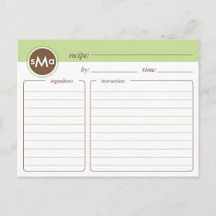Carte de recette de Fête des mariées de monogramme