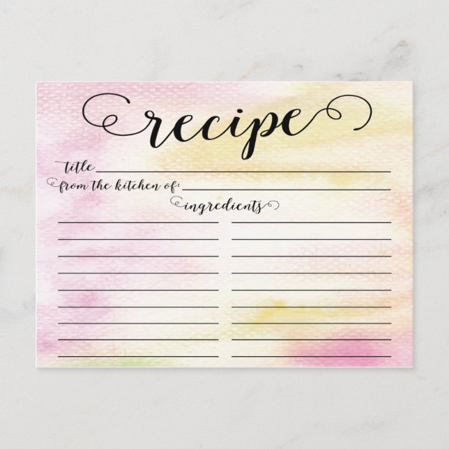 Carte de recette de Fête des mariées de script d'a (Devant)