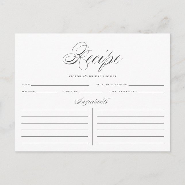 Carte de recette de Fête des mariées de script élé (Devant)