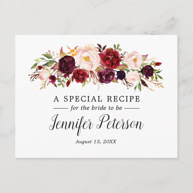 Carte de recette de Fête des mariées florale Boho  (Devant)