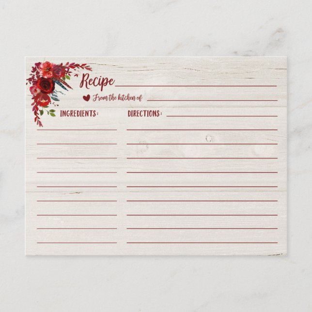 Carte de recette de Fête des mariées Florale Boho  (Devant)