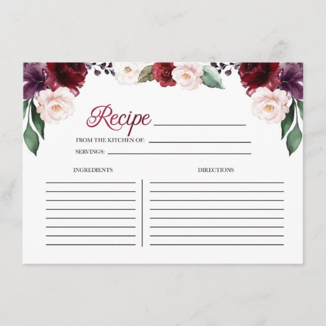 Carte de recette de Fête des mariées Florale Bourg (Devant)