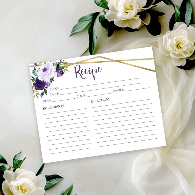Carte de recette de Fête des mariées florale pourp (Créateur téléchargé)