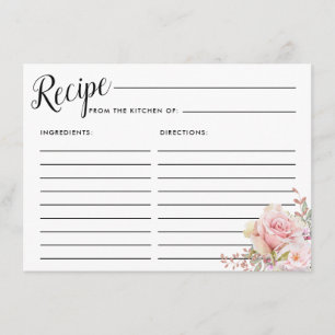 Carte de recette de Fête des mariées florale rose 