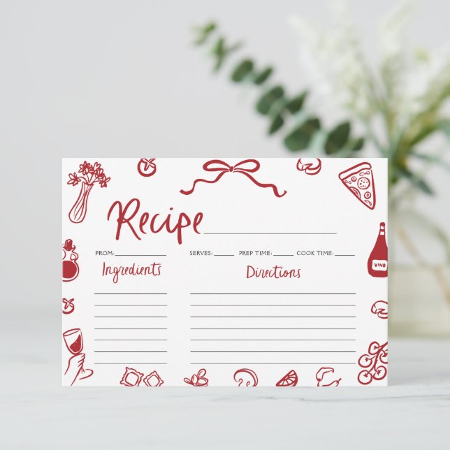 Carte de recette de Fête des mariées italienne à m (Debout devant)