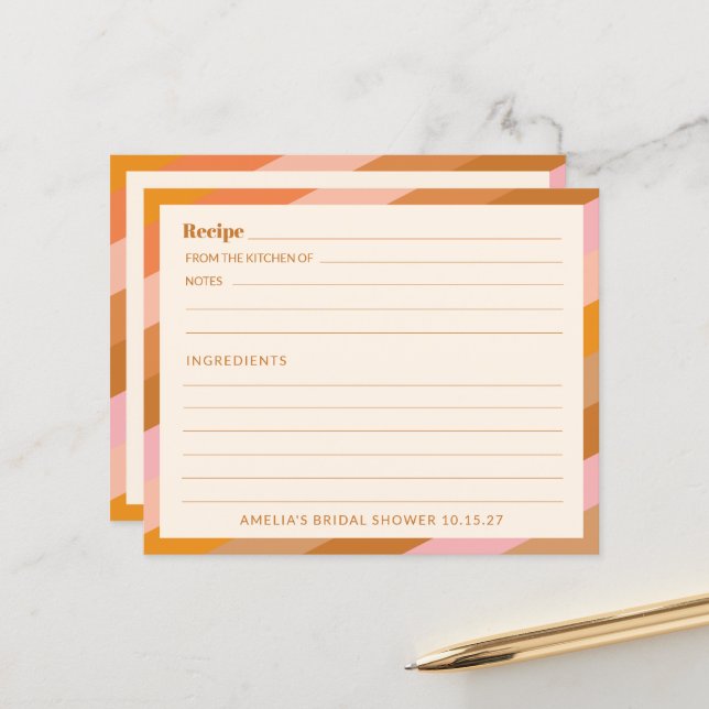 Carte de recette de Fête des mariées personnalisée (Devant/Arrière en situation)