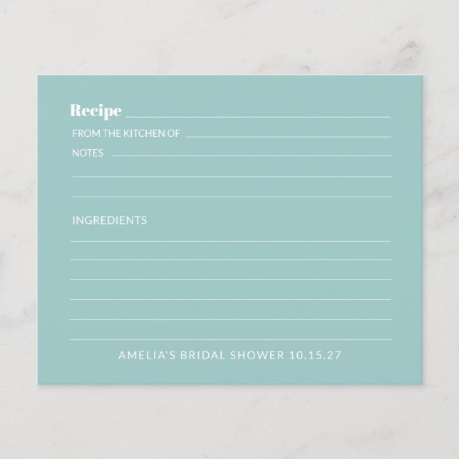 Carte de recette de Fête des mariées personnalisée (Devant)