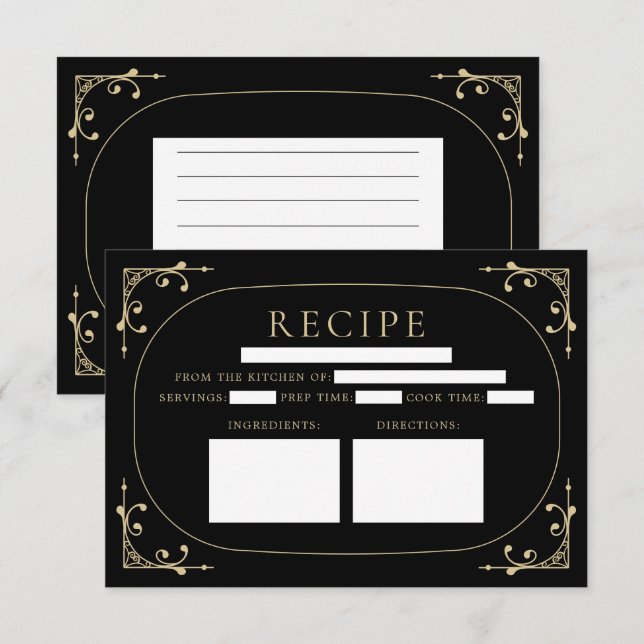 Carte de recette de Fête des mariées rétro Black E (Devant / Derrière)