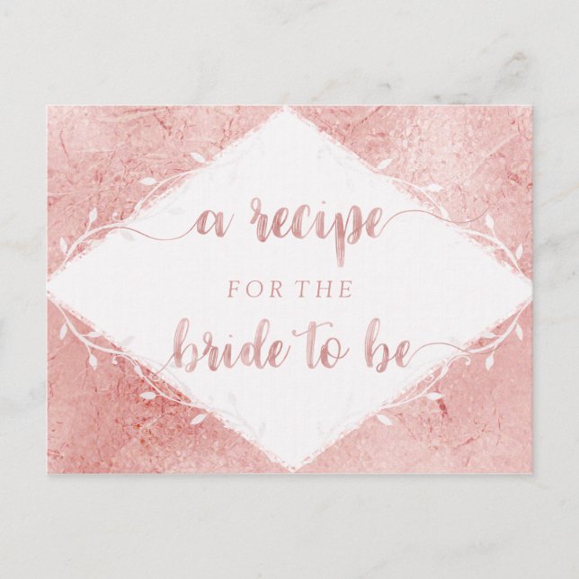 Carte de recette de Fête des mariées rose Gold Shi (Devant)
