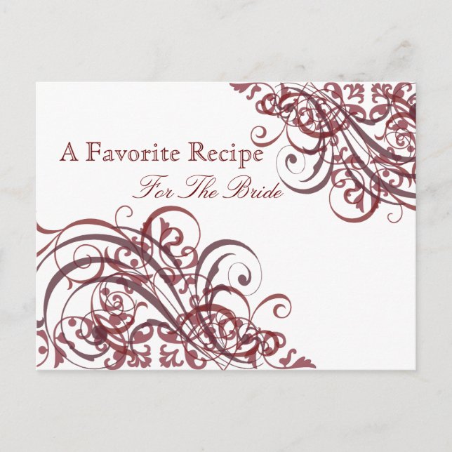 Carte de recette de Fête des mariées rouge baroque (Devant)