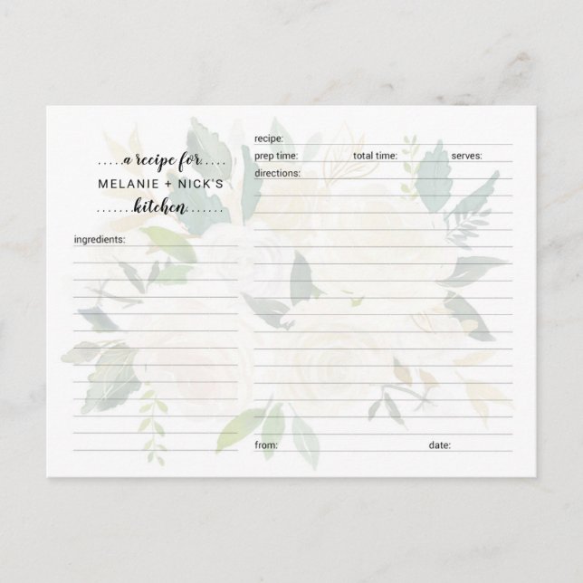 Carte de recette de Fêtes des mariées florales bla (Devant)