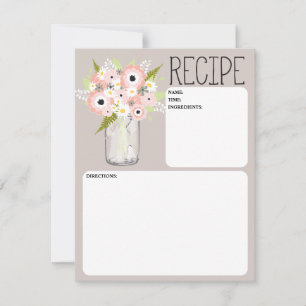 Carte de recette de fleurs dans un bocal Mason