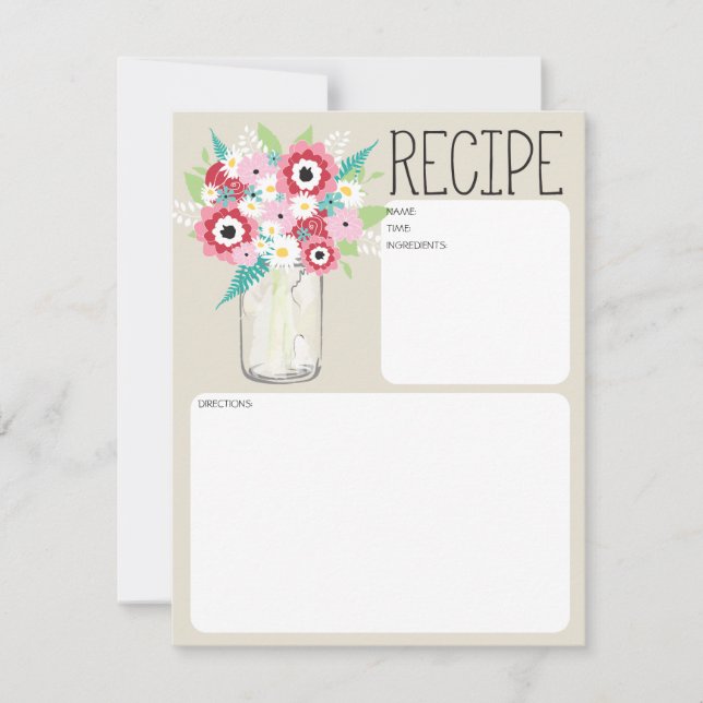 Carte de recette de fleurs dans un bocal Mason (Devant)