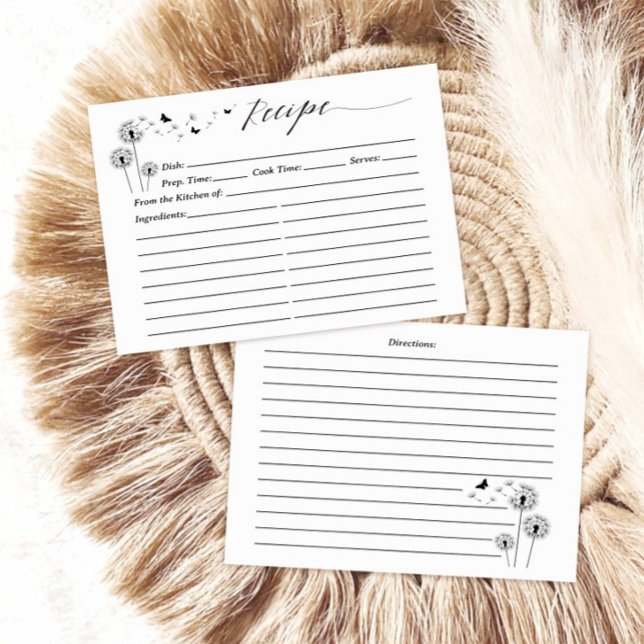 Carte de recette de fleurs de pissenlit minimalist (Créateur téléchargé)