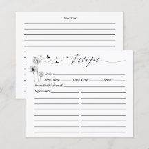 Carte de recette de fleurs de pissenlit minimalist