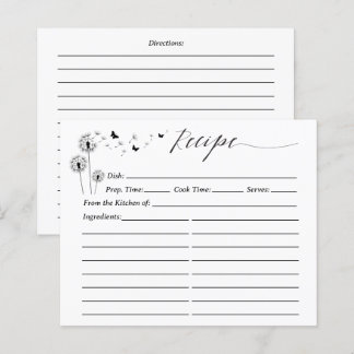 Carte de recette de fleurs de pissenlit minimalist