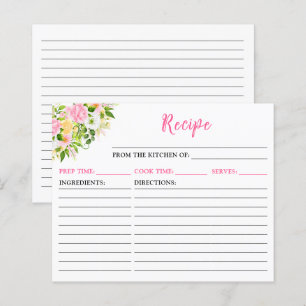Carte de recette de fleurs rose d'été