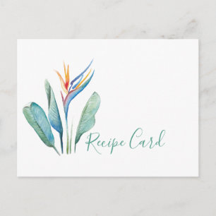 Carte de recette de fleurs tropicales Aquarelle