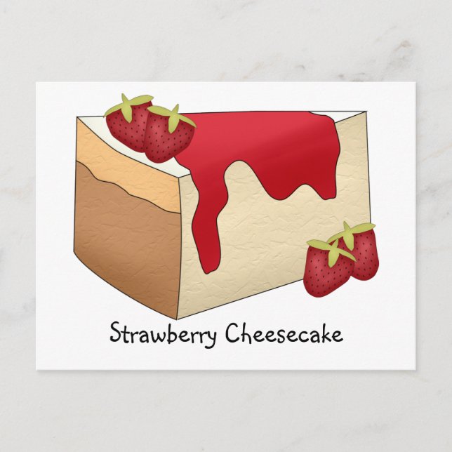Carte de recette de gâteau au fromage et fraise (Devant)