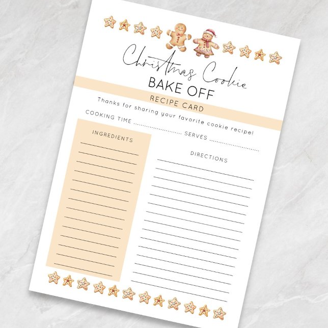 Carte de recette de gâteau de Noël Bake Off Party (Créateur téléchargé)