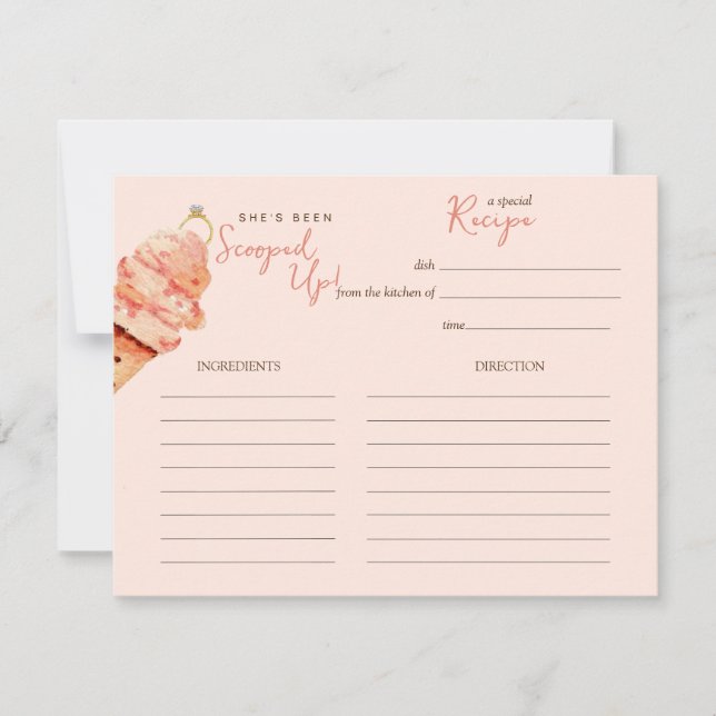 Carte de recette de glace rose pour Baby shower (Devant)
