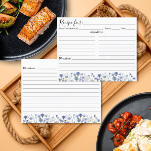 Carte de recette de jardin de fleurs sauvages aqua