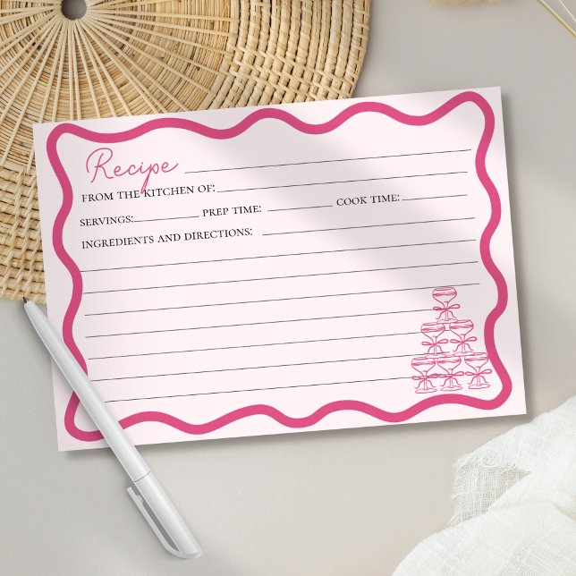 Carte de recette de la boîte rose rétro du cadre W (Créateur téléchargé)