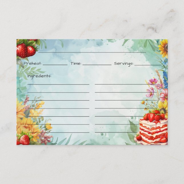 Carte de recette de la crème de fraise (Devant)