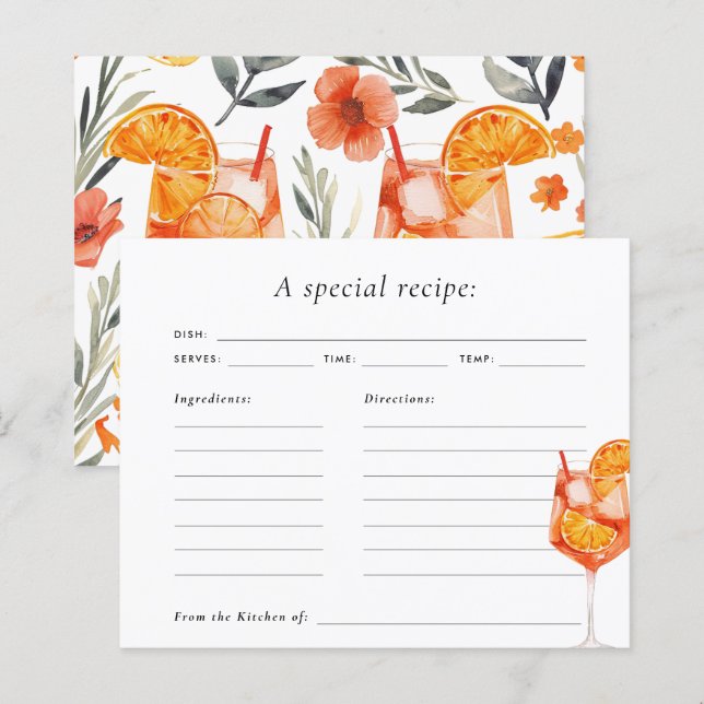 Carte de recette de l'Aperol Spritz Floral Waterco (Devant / Derrière)