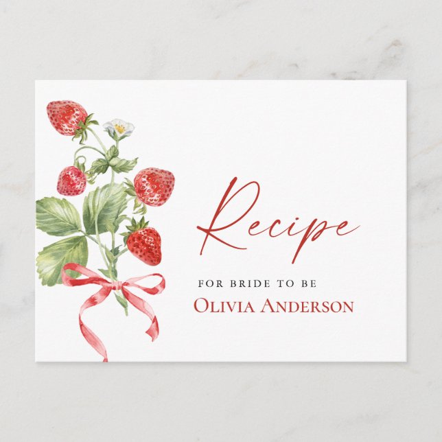 Carte de recette de mariage à l'aquarelle tendance (Devant)