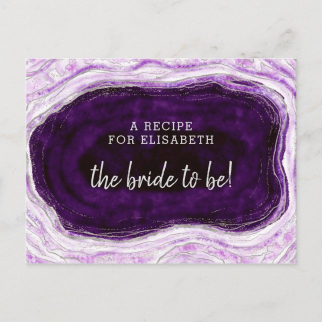 Carte de recette de mariage Améthyste Violet & Arg (Devant)