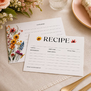 Carte de recette de mariage aux fleurs sauvages pr